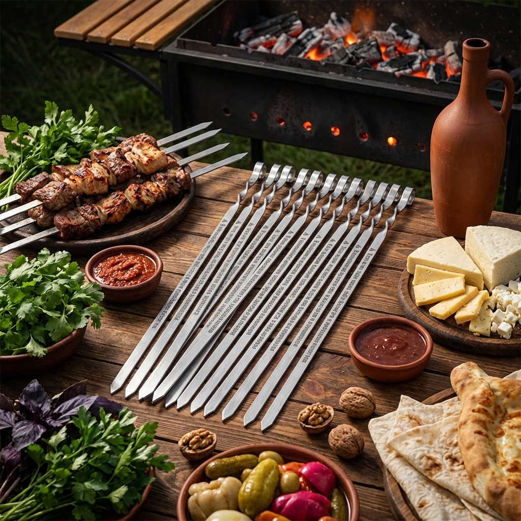 Set aus 12 Spießen, 50 cm, mit Gravur - Gastronomische Quest