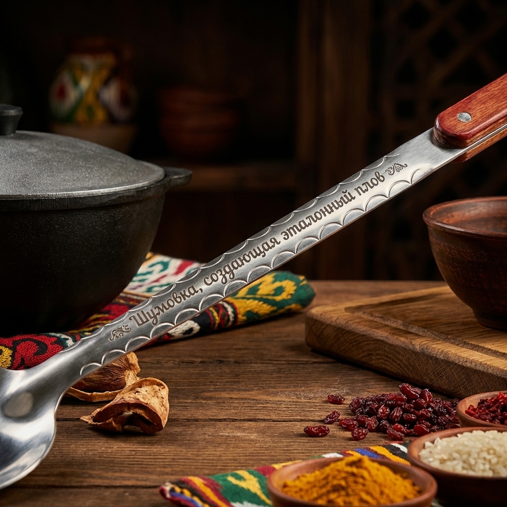 Шумовка узбекская для плова 48 см, с гравировкой - Шумовка, создающая эталонный плов