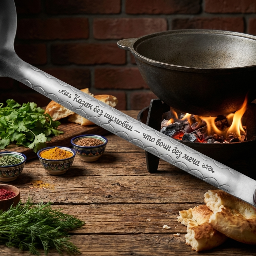  Шумовка узбекская для плова 48 см, с гравировкой - Казан без шумовки — что воин без меча