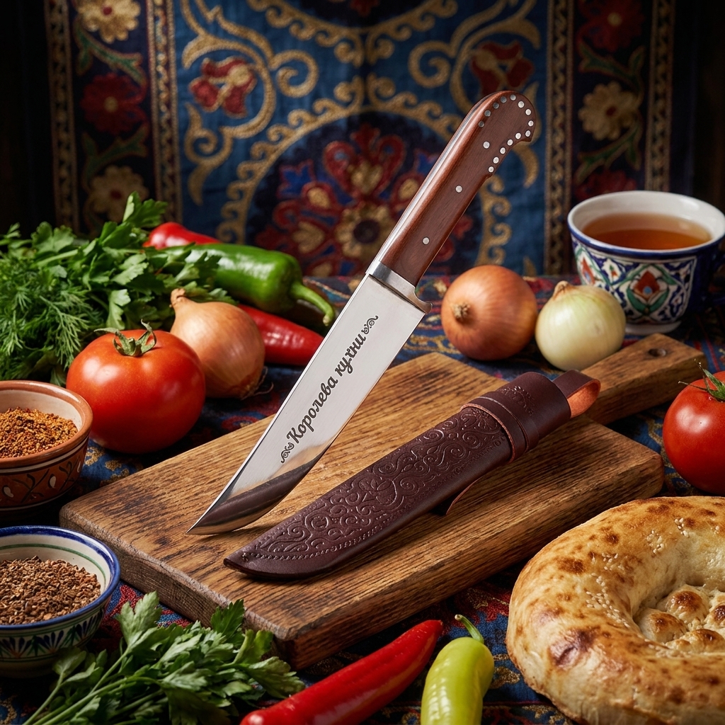 Usbekisches Pchak-Messer, 29 cm, mit Gravur, DE, RU