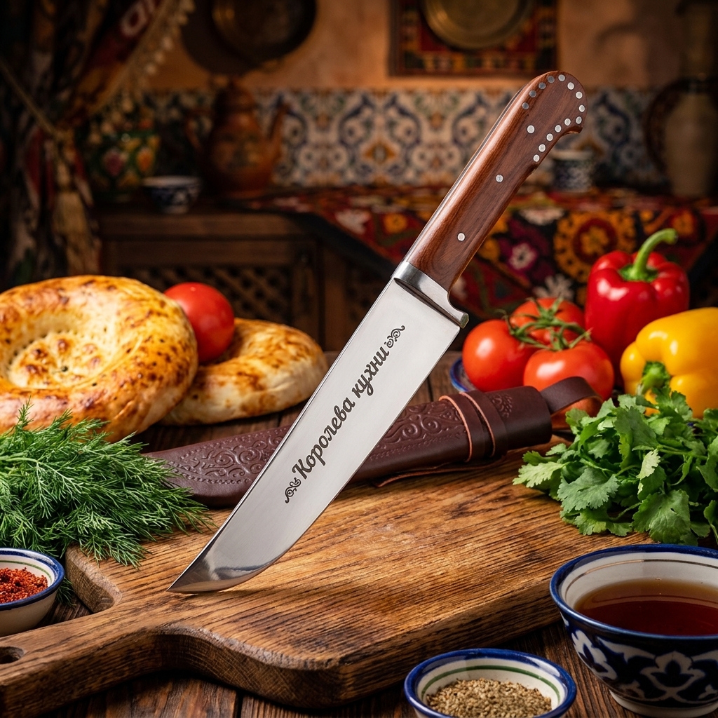 Usbekisches Pchak-Messer, 29 cm, mit Gravur, DE, RU