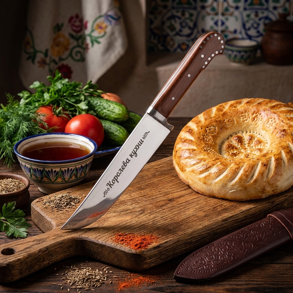 Usbekisches Pchak-Messer, 29 cm, mit Gravur, DE, RU