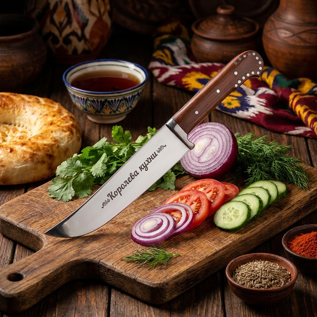 Usbekisches Pchak-Messer, 29 cm, mit Gravur, DE, RU