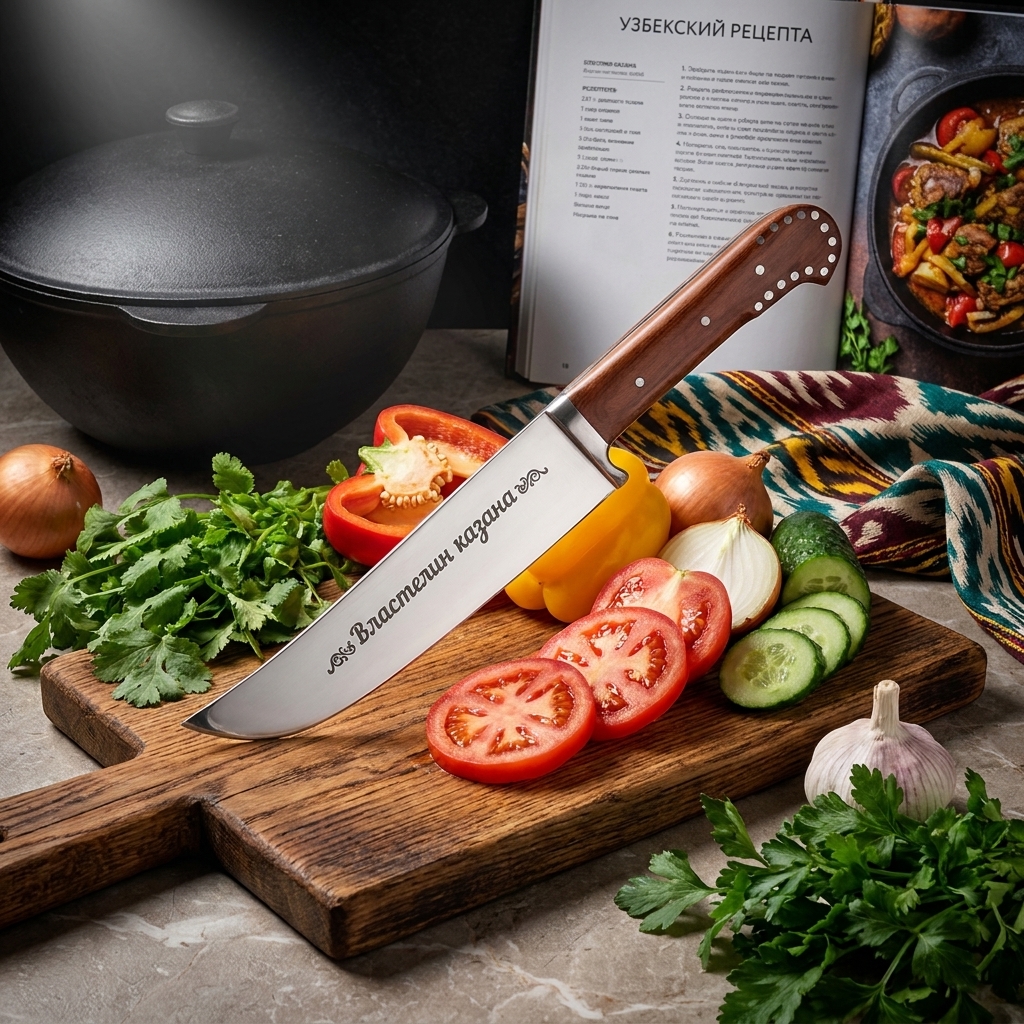 Usbekischer Messer Pchak, 29 cm mit Gravur G006 - Vlastelin kazana
