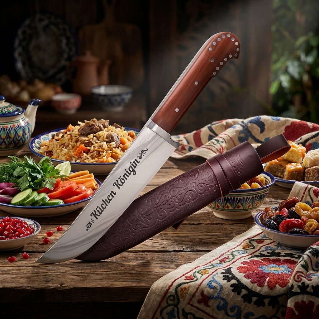Usbekischer Messer Pchak, 29 cm mit Gravur G020 - Küchen Königin