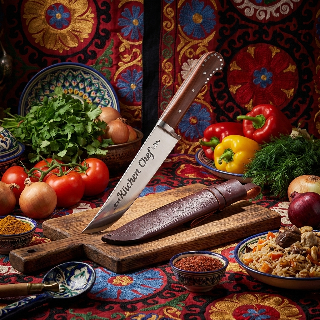 Usbekischer Messer Pchak, 29 cm mit Gravur G021 - Küchen Chef