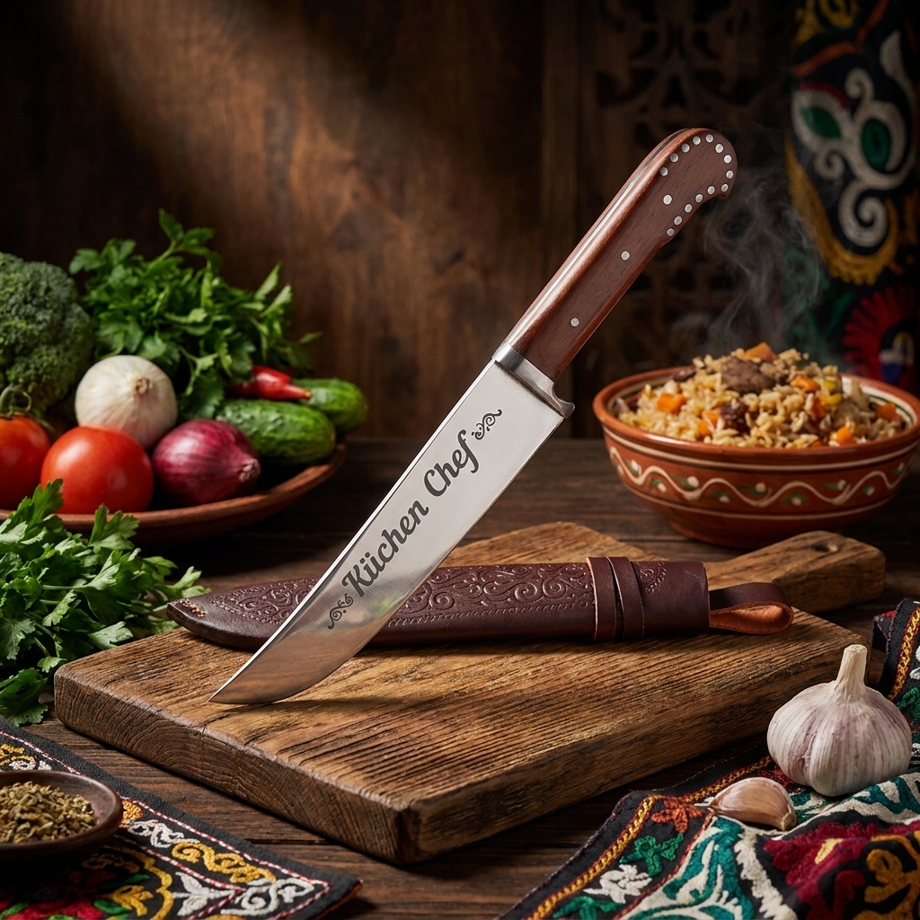 Usbekischer Messer Pchak, 29 cm mit Gravur G021 - Küchen Chef