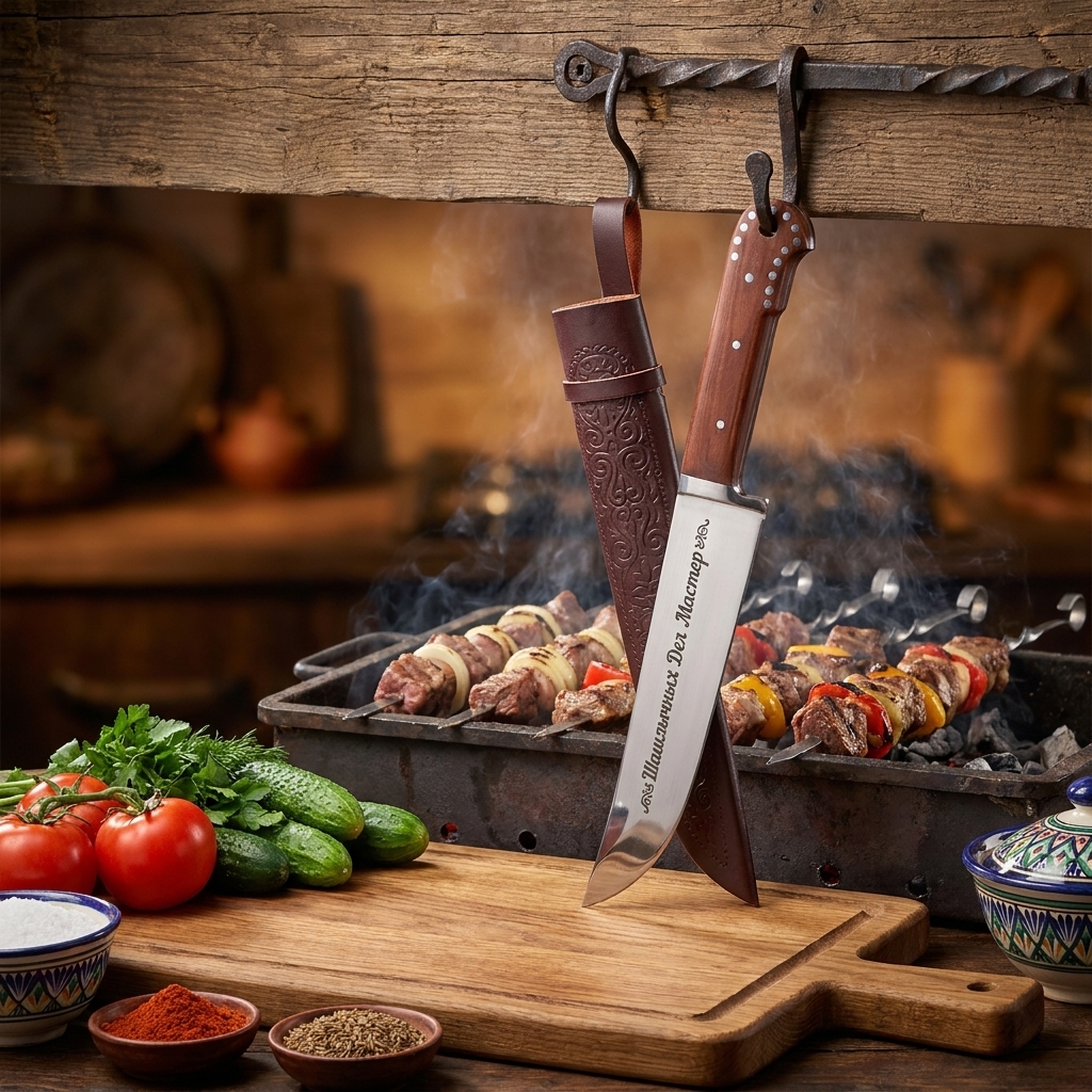 Usbekischer Messer Pchak, 29 cm mit Gravur G004 - Shashlyichnyih Del Master