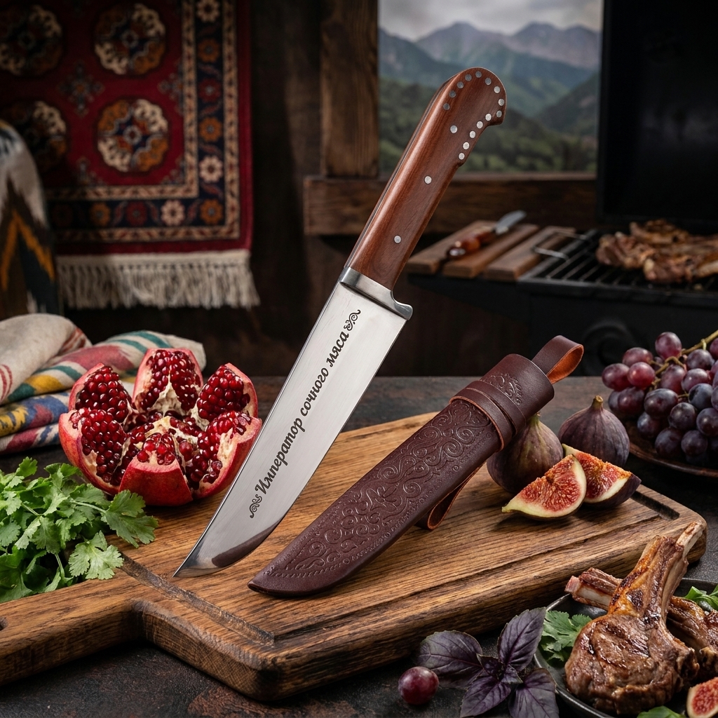 Usbekischer Messer Pchak, 29 cm mit Gravur G003 - Imperator sochnogo myasa