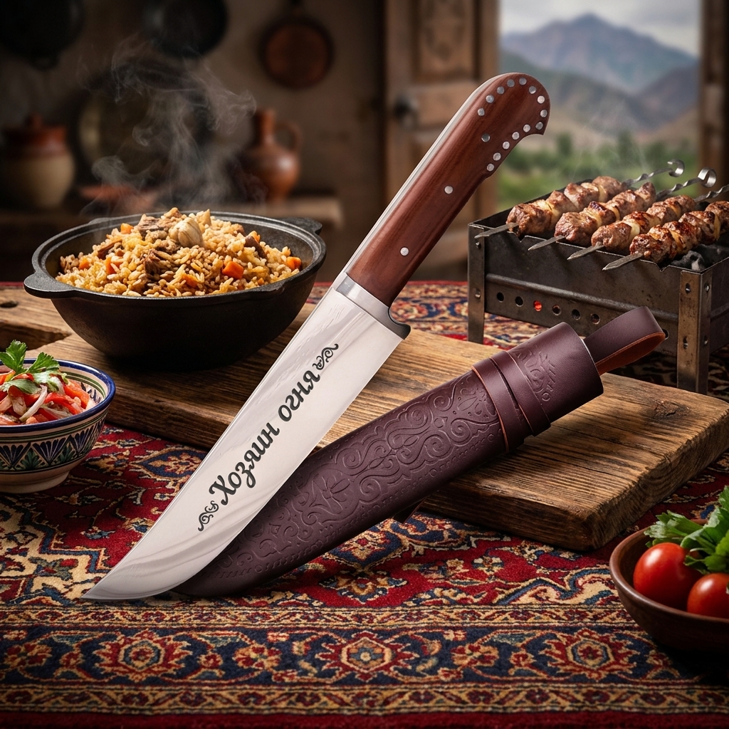Usbekischer Messer Pchak, 29 cm  mit Gravur G012 - Hozyain ognya