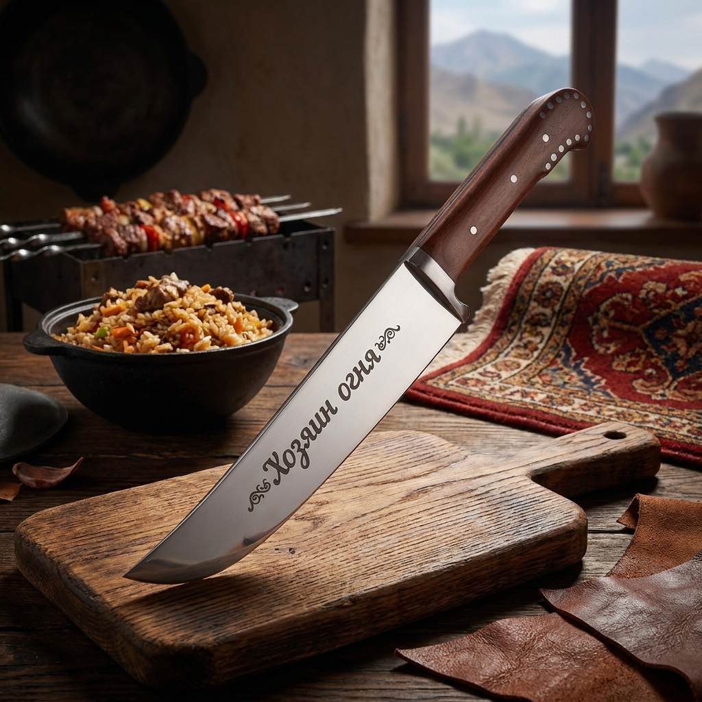Usbekischer Messer Pchak, 29 cm  mit Gravur G012 - Hozyain ognya