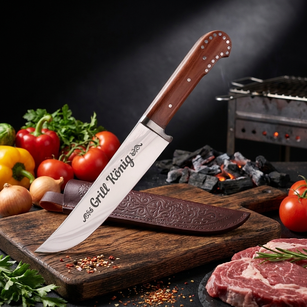 Usbekischer Messer Pchak, 29 cm mit Gravur G018 - Grill König